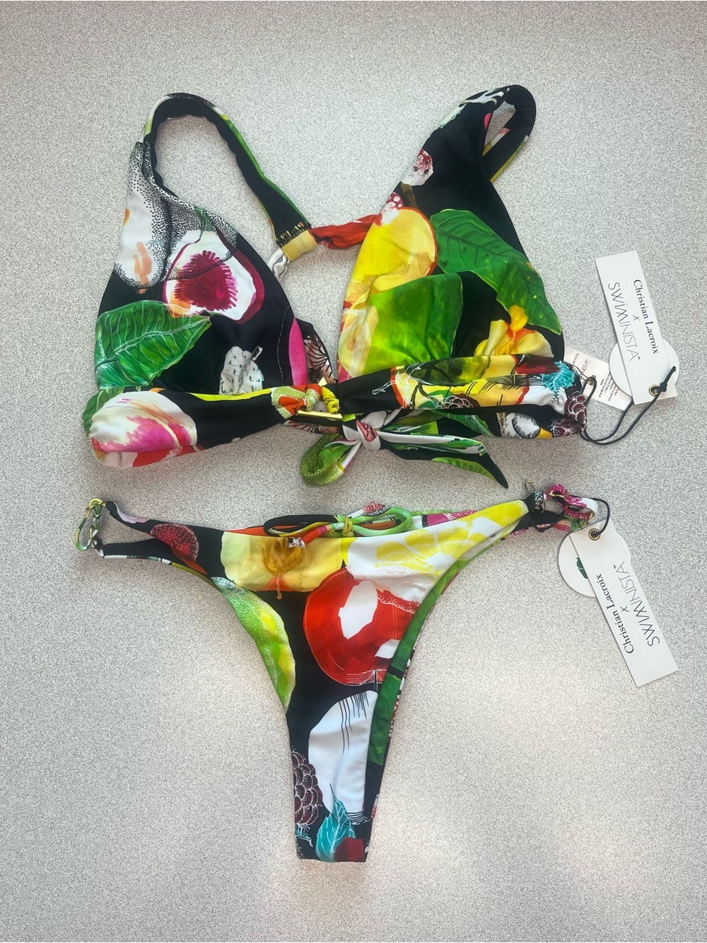NWT Christian Lacroix x Swiminista Bikini Set Women's Size XS Tropical Vacation